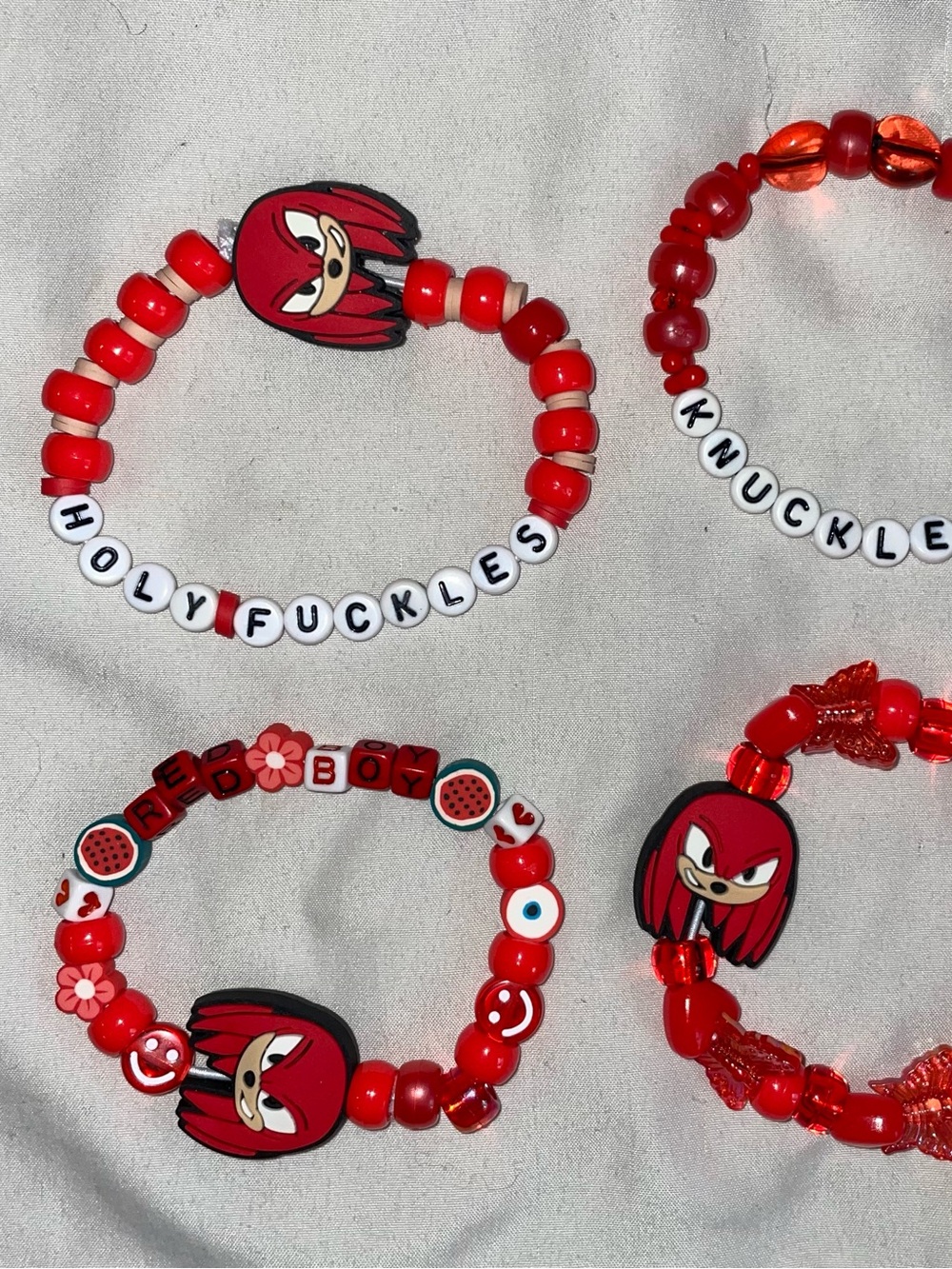 Red Knuckles Beaded Bracelets - Focal Beads